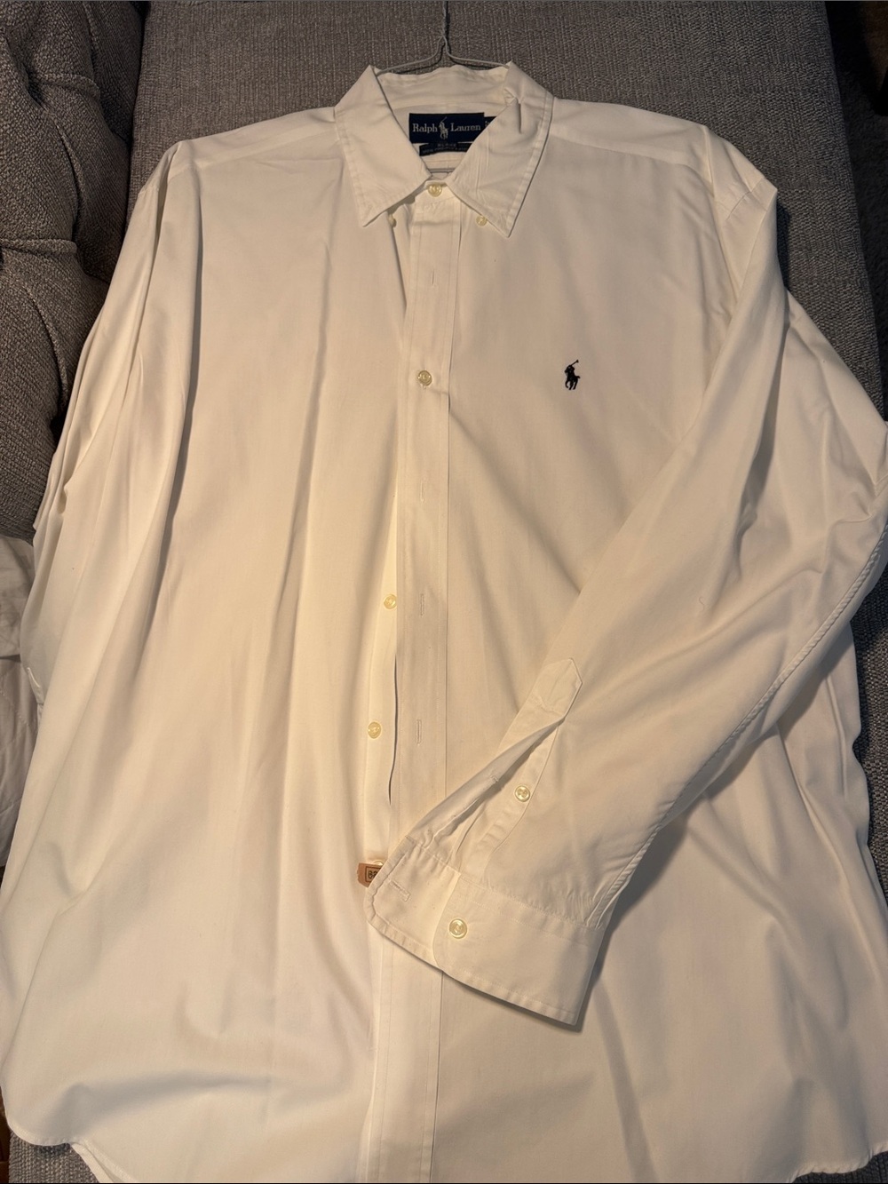 Ralph Lauren White Long-Sleeve Button-Down Dress Shirt
